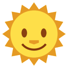 Bagaimana Sun with Face emoji terlihat di Htc.