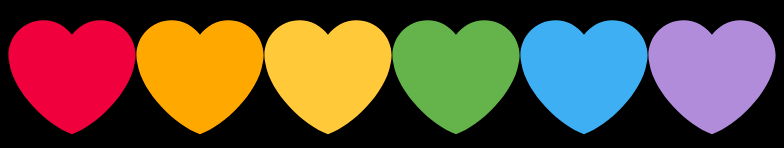Rainbow from heart emojis