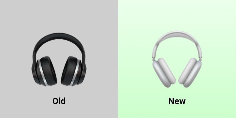 New Headphone emoji before after in IOS 14.5