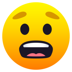 How Anguished Face emoji looks on Joypixels.