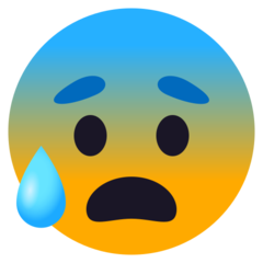 How Anxious Face with Sweat emoji looks on Joypixels.