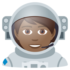 Bagaimana Astronaut: warna kulit gelap-sedang emoji terlihat di Joypixels.