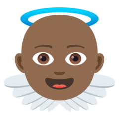 Jak wygląda emoji Aniołek: karnacja średnio ciemna w Joypixels.