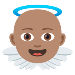 Cómo se ve el emoji Bebé ángel: tono de piel medio en Joypixels.