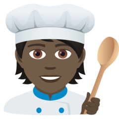 A quoi ressemblent les emoji Cuisinier (tous genres): peau foncée sur Joypixels.