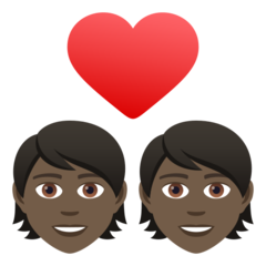 How Couple with Heart: Dark Skin Tone emoji looks on Joypixels.