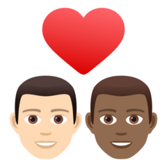 A quoi ressemblent les emoji Couple avec cœur : homme, homme, peau claire et peau mate sur Joypixels.