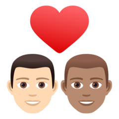 A quoi ressemblent les emoji Couple avec cœur : homme, homme, peau claire et peau légèrement mate sur Joypixels.