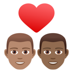 A quoi ressemblent les emoji Couple avec cœur : homme, homme, peau légèrement mate et peau mate sur Joypixels.