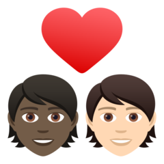 Cómo se ve el emoji Pareja enamorada: persona adulta, persona adulta, tono de piel oscuro, tono de piel claro en Joypixels.