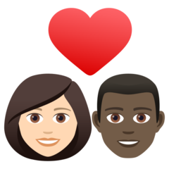 Cómo se ve el emoji Pareja enamorada: mujer, hombre, tono de piel claro, tono de piel oscuro en Joypixels.