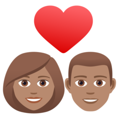 Bagaimana Pasangan dengan hati: wanita, pria, warna kulit sedang emoji terlihat di Joypixels.