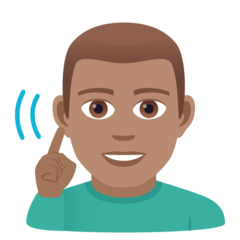 A quoi ressemblent les emoji Homme sourd: peau légèrement mate sur Joypixels.