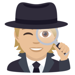 Cómo se ve el emoji Detective: tono de piel claro medio en Joypixels.