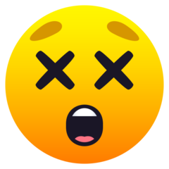 How Face with Crossed-Out Eyes emoji looks on Joypixels.