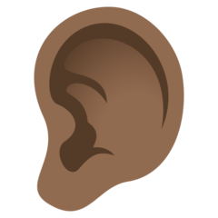 How Ear: Medium-Dark Skin Tone emoji looks on Joypixels.