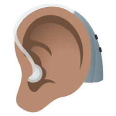 How Ear with Hearing Aid: Medium Skin Tone emoji looks on Joypixels.