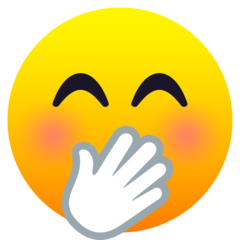 How Face with Hand over Mouth emoji looks on Joypixels.