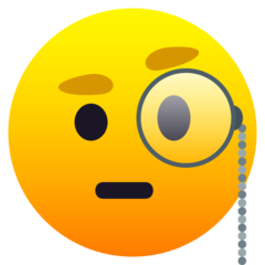 Hur Ansikte med monokel emoji ser ut på Joypixels.