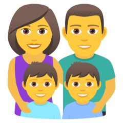 Como o emoji do Família: homem, mulher, menino e menino é exibido no Joypixels.