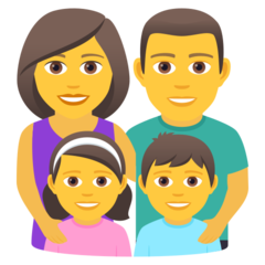 Como o emoji do Família: homem, mulher, menina e menino é exibido no Joypixels.