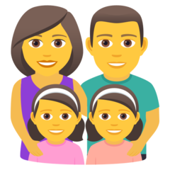 Como o emoji do Família: homem, mulher, menina e menina é exibido no Joypixels.