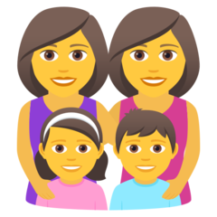 Come Famiglia: donna, donna, bambina e bambino emoji appare su Joypixels.