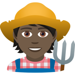 How Farmer: Dark Skin Tone emoji looks on Joypixels.