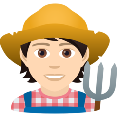 How Farmer: Light Skin Tone emoji looks on Joypixels.