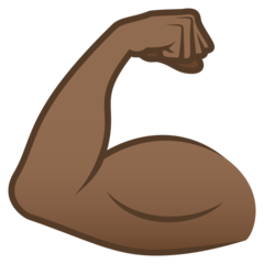 How Flexed Biceps: Medium-Dark Skin Tone emoji looks on Joypixels.