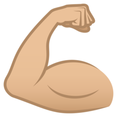 How Flexed Biceps: Medium-Light Skin Tone emoji looks on Joypixels.