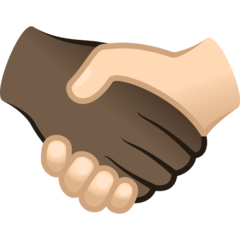 How Handshake: Dark Skin Tone, Light Skin Tone emoji looks on Joypixels.