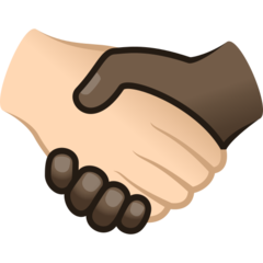 How Handshake: Light Skin Tone, Dark Skin Tone emoji looks on Joypixels.