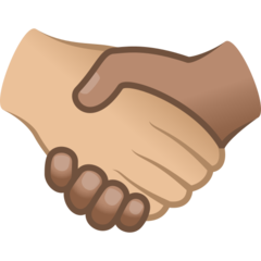 🫱🏽‍🫲🏿 Handshake: Medium Skin Tone, Dark Skin Tone on Google