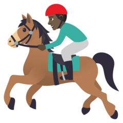 How Horse Racing: Dark Skin Tone emoji looks on Joypixels.