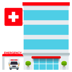 How Hospital emoji looks on Joypixels.