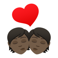 How Kiss: Dark Skin Tone emoji looks on Joypixels.