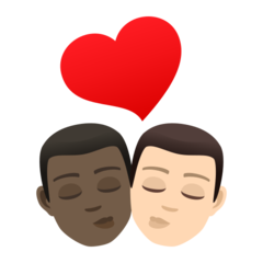 A quoi ressemblent les emoji Bisou : homme, homme, peau foncée et peau claire sur Joypixels.