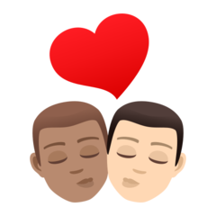 A quoi ressemblent les emoji Bisou : homme, homme, peau légèrement mate et peau claire sur Joypixels.