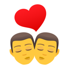 Cómo se ve el emoji Beso: hombre y hombre en Joypixels.