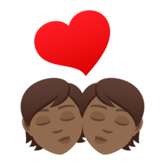 How Kiss: Medium-Dark Skin Tone emoji looks on Joypixels.