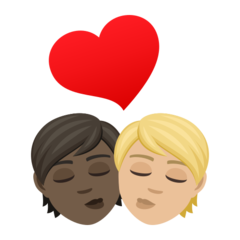 A quoi ressemblent les emoji Bisou : adulte, adulte, peau foncée et peau moyennement claire sur Joypixels.