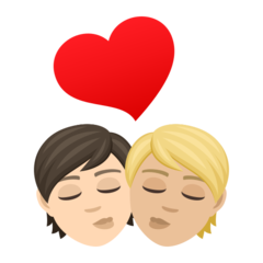 A quoi ressemblent les emoji Bisou : adulte, adulte, peau claire et peau moyennement claire sur Joypixels.