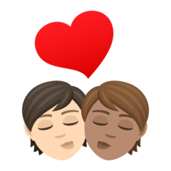 A quoi ressemblent les emoji Bisou : adulte, adulte, peau claire et peau légèrement mate sur Joypixels.