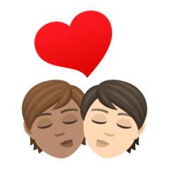 How Kiss: Person, Person, Medium Skin Tone, Light Skin Tone emoji looks on Joypixels.