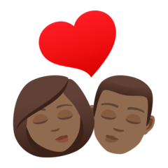 A quoi ressemblent les emoji Bisou : femme, homme et peau mate sur Joypixels.