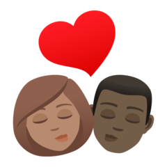 Hoe Kus: vrouw, man, getinte huidskleur, donkere huidskleur emoji eruit ziet op Joypixels.