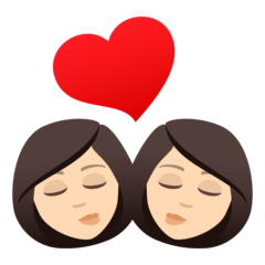 A quoi ressemblent les emoji Bisou : femme, femme et peau claire sur Joypixels.