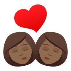 A quoi ressemblent les emoji Bisou : femme, femme et peau mate sur Joypixels.