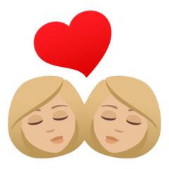 Come Bacio tra coppia: donna, donna e carnagione abbastanza chiara emoji appare su Joypixels.